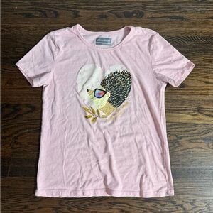 Eddie Bauer Pink Tee with Hedgehog Graphic